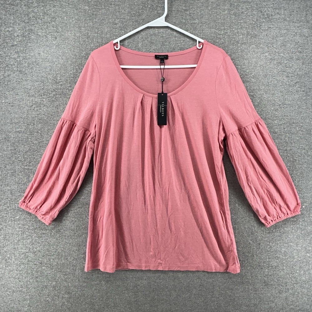 Talbots Top Long Sleeve Women Size Large Pink Casual NEW